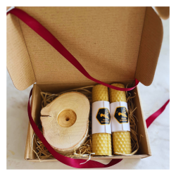 ZESTAW ŚWIEC Z BRZOZOWYM PODSTAWKIEM #1